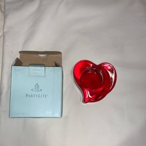 PARTYLITE GLASS HEART TEA LIGHT CANDLE HOLDER